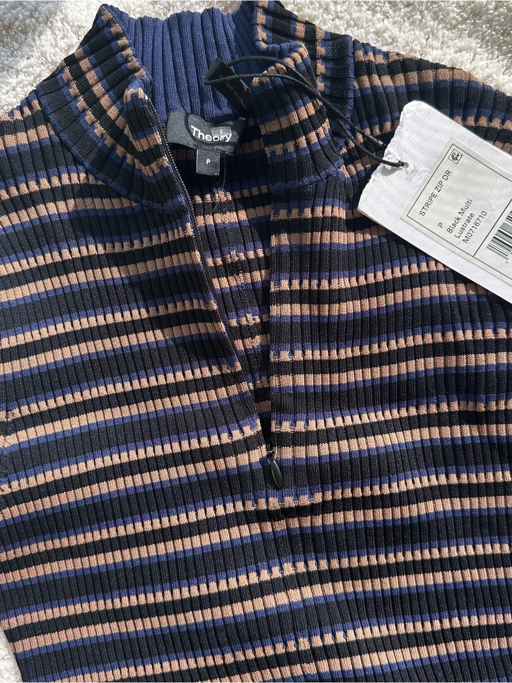 Theory Striped Mini Turtleneck Dress - Picture 2 of 3